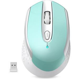 RaceGT USB C Wireless Computer Mouse, 2.4G Silent Cordless Mice for Laptop, Type C Mouse with 6 Buttons and 3 Adjustable DPI for Laptop, Deskbtop, MacBook, PC (mint green)