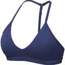 YEOREO Sports Bras for Women Strappy Padded Halter Ericie Open Back Light Impact Deep V Neck Yoga Workout Gym Tops, Size S, Drak Blue