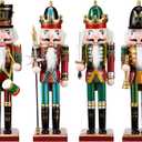 Suzile 4PCS 12 inch Christmas Nutcrackers Ornaments Set Nutcracker Figures Holiday Party Tabletop Christmas Decor Nutcracker Soldier Figure Decoration Crafts Art for Christmas Decor