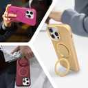 ankofave for iPhone 15 Pro Max Case with Magnetic Invisible Stand, Matte Luxury Metallic Luster, 3.0 mm Thick Protection Hard PC Scratch-Resistant Phone Case for iPhone 15 Pro Max 6.7", Rose Red