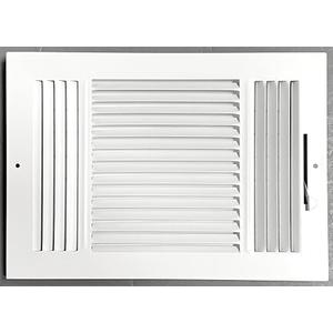 12x8 Inch Ceiling Vent Register for Home, White 3 Way Sidewall Solid Steel Wall Air Vent Registers AC Ceiling Vent Return Covers, Interior Size 12 x 8 Inch, Pack of 4