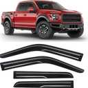 Rain Guards Fit for Ford F-150 SUPERCREW CAB 2015 2016 2017 2018 2019 2020 2021 2022 2023 2024 2025, Tape-on Durable Side Window Sun Wind Deflectors, 2015-2025 F150 Rain Guard Black 4 PCS