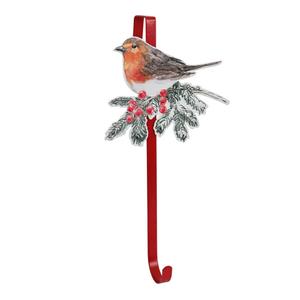 2 x Queltharion Vintage Christmas Wreath Hangers for Front Door Rustic Metal Xmas Ornament Robin Sign Bird Hook for Welcome Farmhouse Home Holiday Decoration