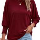 BTFBM Womens Tops Dressy Casual Summer T Shirts 2026 Crewneck 3/4 Sleeve Beach Vacation Loose Tunic Spring Work Blouse (L)