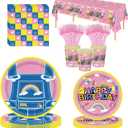 121PCS Cartoon Teacher Party Supplies for Girls Boys Kids Happy Birthday Party Decorations Plates and Napkins with Tablecloth Forks Cups Disposable Party Decoration for 24 Guests