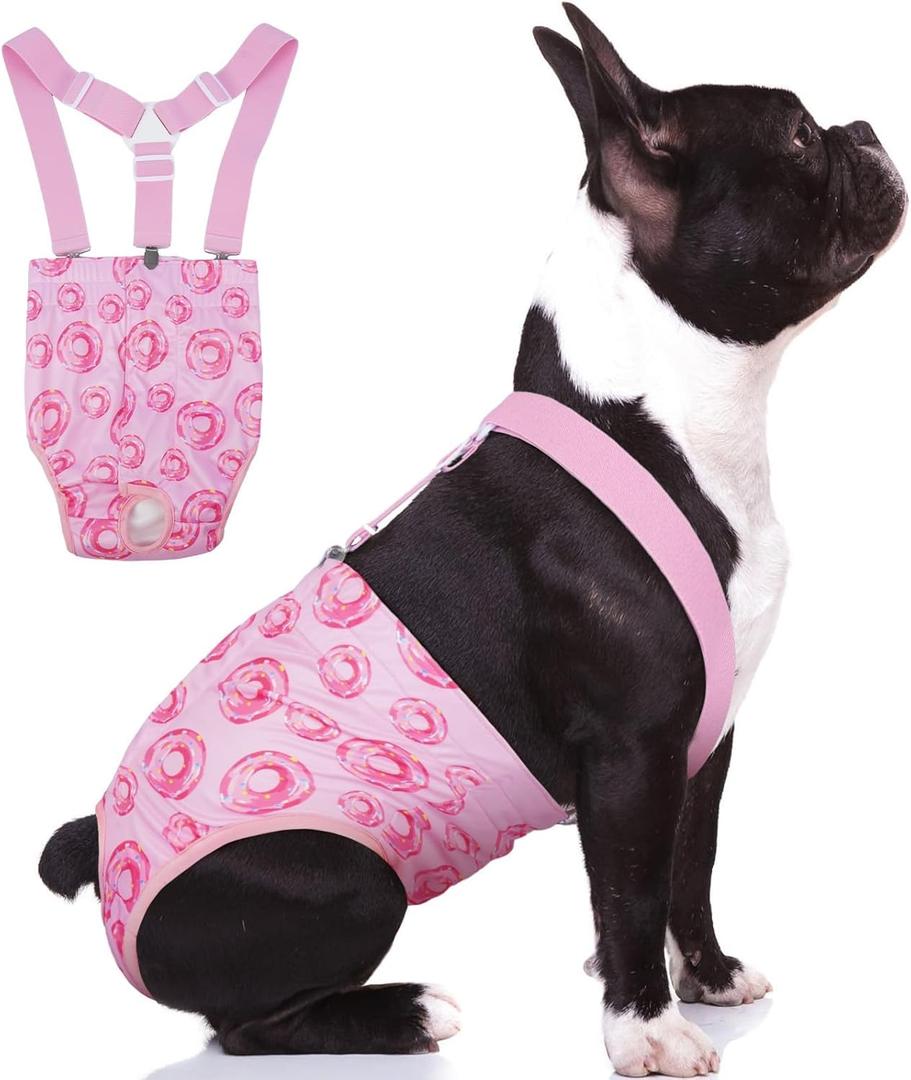 Reusable Female Dog Diapers with Suspender, Washable Dog Period Panties, Highly Absorbent Female Dogs Diapers for Heat Incontinence, Medium (Pink)