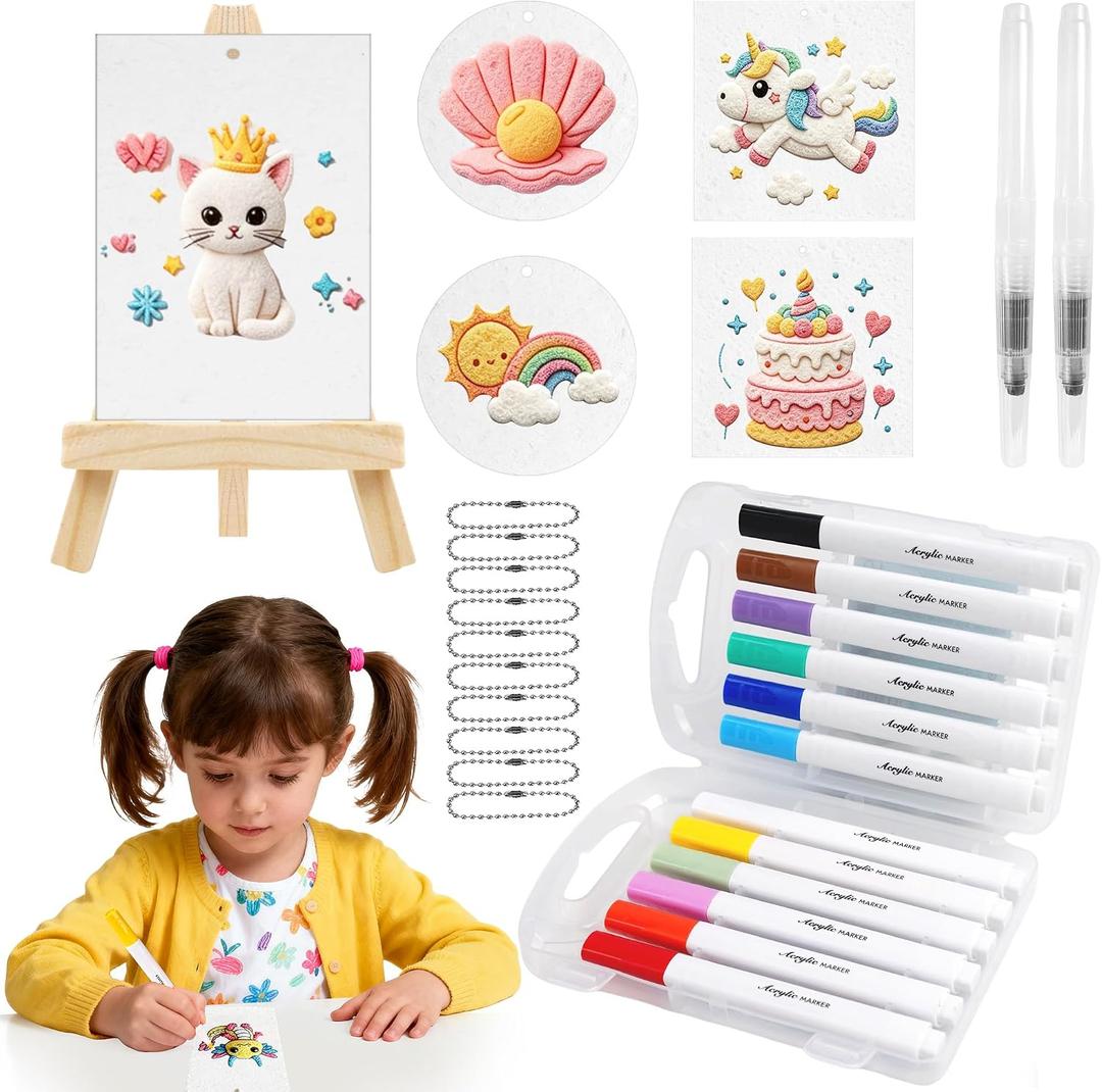 RUBOAOA Princess Magic Foam Texture Painting Kit, 3D Puffy Paint Craft Set