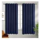100% Blackout Shield Linen Blackout Curtains for Bedroom 96 Inches Long, Back Tab/Rod Pocket Living Room Drapes, Thermal Insulated Blackout Curtains 2 Panels Set, 50" W x 96" L, Midnight Blue