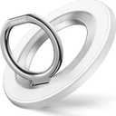 SYNCWIRE Magnetic Phone Ring Holder for MagSafe, 360° Rotation Cell Phone Grip Stand Finger Ring Kickstand Two-Sided Magnet Compatible with iPhone 17 Pro Max 16 15 14 13 12 MagSafe Accessories (Single Ring-1PC-White)