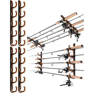 Ghosthorn Fishing Rod Holders for Garage Fishing Pole Holders Ceiling or Wall Mounted Fishing Rod Rack garage Storage Organizer Fishing Gear Equipment for Men Women (Orange, 2 Packs)