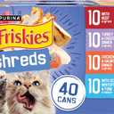 Purina Friskies Wet Cat Food Variety Pack, Shreds With Beef, Turkey and Cheese Dinner, Chicken and Salmon Dinner, and With Ocean Whitefish and Tuna - (Pack of 40) 5.5 oz. Cans BB 4/2027