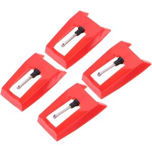 DECHOUS 4PCS Red Phonograph Stylus Replacement Needles Ultra-Sturdy Plastic Turntable Pickup for Vinyl Record Players