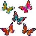 MIYOLO 5 Pcs Metal Butterfies Fence Yard Art Garden Decor, 6.5" Butterfly for Outdoor Patio Backyard Balcony Sculpture, Colorful in Bulk (Set of 5 -Muticolor)