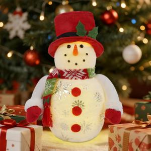 13.5 Inch Lighted Christmas Table Decorations, LED Lighting Snowman Tabletop Figurine, Winter Xmas Decor for Home Indoor Kitchen Room Holiday Party