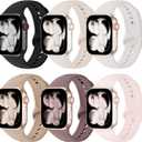 6 Pack Silicone Bands Compatible with Apple Watch Band 38mm 40mm 41mm 42mm 44mm 45mm 46mm 49mm Women Men, Soft Sport Strap Replacement Wristband for iWatch Series 11 10 9 8 SE 7 6 5 4 3 2 1 Ultra (Black/Starlight/Light Blush/Milk Tea/Smoke Violet/Sand Pink)