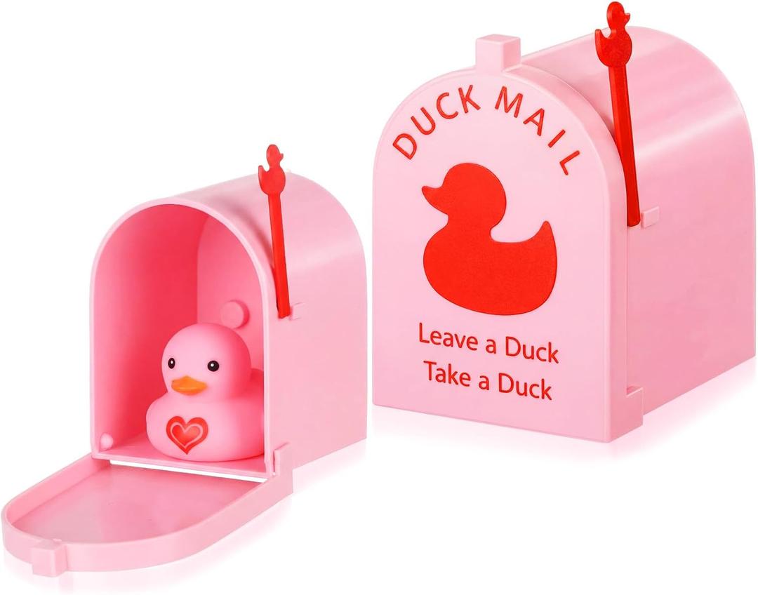 3D Printed Magnetic Cruising Ducks Mailbox Wall Mounted Mini Box for Cruise Door Refrigerator Travel Gift Take One Leave One Hiding Game (Classic Style,Pink)