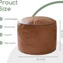 HIGOGOGO Round Stuffed Pouf Ottoman, Pu Leather Poufs with Foam Chunk Filling Foot Stool Storage Ottoman, 26 X 18 Floor Poufs Foot Rest for Living Room, Brown