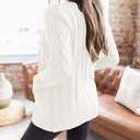 MEROKEETY Women's Cable Knit Cardigan Sweaters 2026 Fall Spring Long Sleeve Open Front Button Down Trendy Outerwear Coats (White, S)