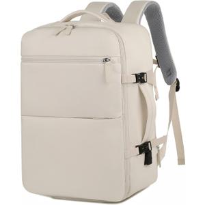 Extra large travel backpack for woman 40L Expandable airline approved backpacks 17.3 inch Laptop and USB Charging Port bags Durable Waterproof Casual bag for Weekender (Creamy white)