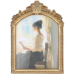 8x10 Inch Vintage Picture Frame, Elegant Antique Photo Frames with Glass Front, Sunlit Vintage Picture Frame, Photo Display, Tabletop Wall Hanging, Gift Ideas, Bronze Gold