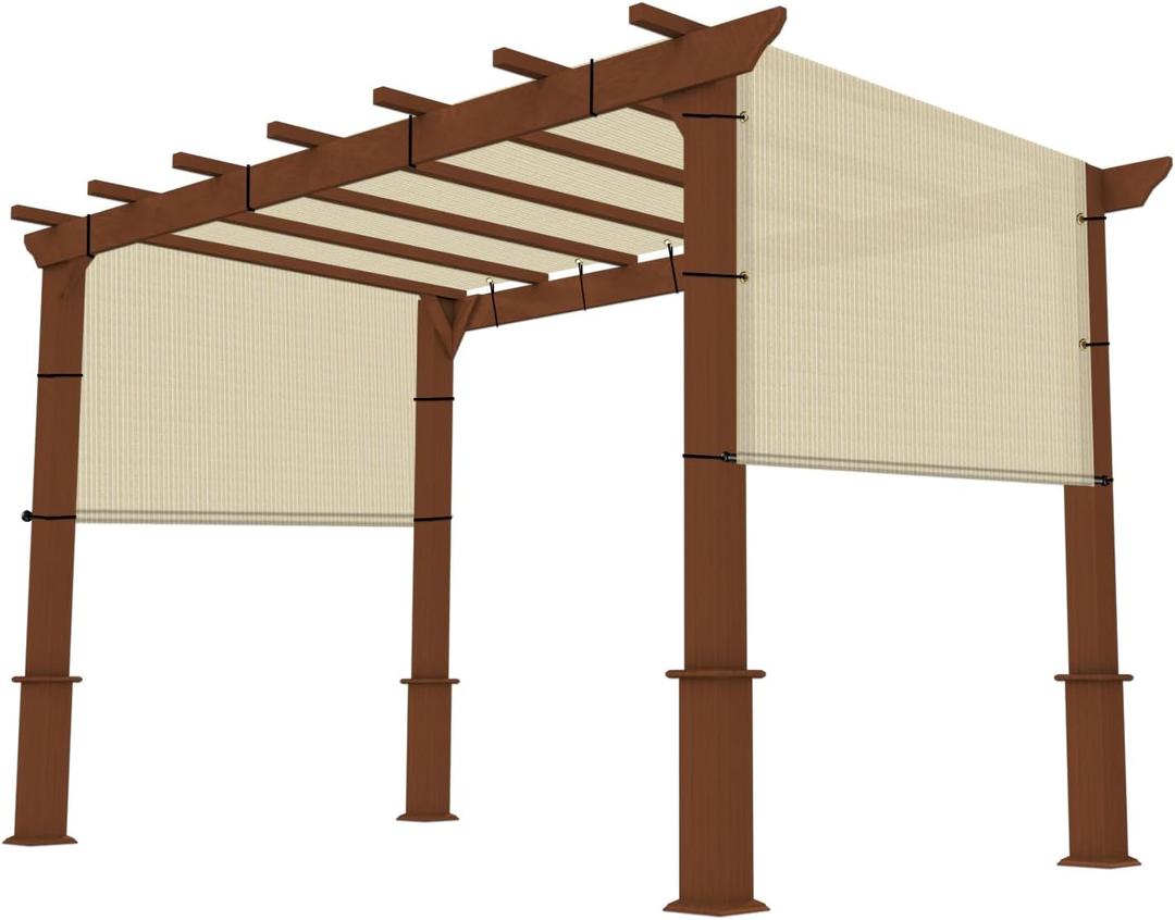 12' x 12' S Universal Pergola Shade Cover Replacement Canopy with Grommets Weighted Rods Permeable for Outdoor Patio Porch Backyard Gazebo Beige