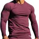 Men's Long Sleeve Muscle Shirt High Stretch Breathable Sweat-Wicking Bodybuilding Fitness Top for Gym & Sports (XXL)