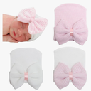 DRESHOW BQUBO Newborn Hospital Hat Infant Baby Hat Cap with Big Bow Soft Cute Knot Nursery Beanie, 2 Pack