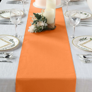 12"x108" - Orange Boho Chic Rustic Table Runner, Faux Linen Table Runner, Jute Burlap Runner For Table Decor