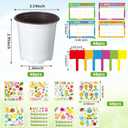 Capoda 48 Sets Garden Flower Pots Crafts Kit DIY Spring Plastic Seedling Nursery Pots with Stickers Plant Labels Growth Charts Planting Growing Tools Classroom Activities Project Gifts (Round)