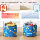 11.8 oz Thermo for Hot Food, Soup Thermo Stainless Steel, Hot Food Container with Fold-up Spoon, Flip Open Lid School Insulated Food Jar, Keep Hot & Cold for Work,Blue-Dinosaurs