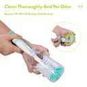 CAREBABYMORE Baby Bottle Brush with One Base Hidden Nylon Nipple Cleaner, 2 Pcs Sponge Nipple Brushes, 2 Pcs Straw Brushes, Bottle Brush with Nipple Cleaner and Suction Cup (Green)