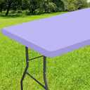 Smiry Rectangle Tablecloth, Elastic Fitted Flannel Backed Vinyl Tablecloths for 5ft Folding Tables, Waterproof Wipeable Table Covers for Indoor, Outdoor, Picnic and Camping (Lavender, 30"x60")