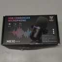 Gaming Microphone with Noise Cancellation & Mute Button, USB Condenser Mic for Streaming/Recording, Ultra-Compact Design, Compatible with PC/Mac/PS4/PS5, Podcast/YouTube/Twitch/Discord (Black)