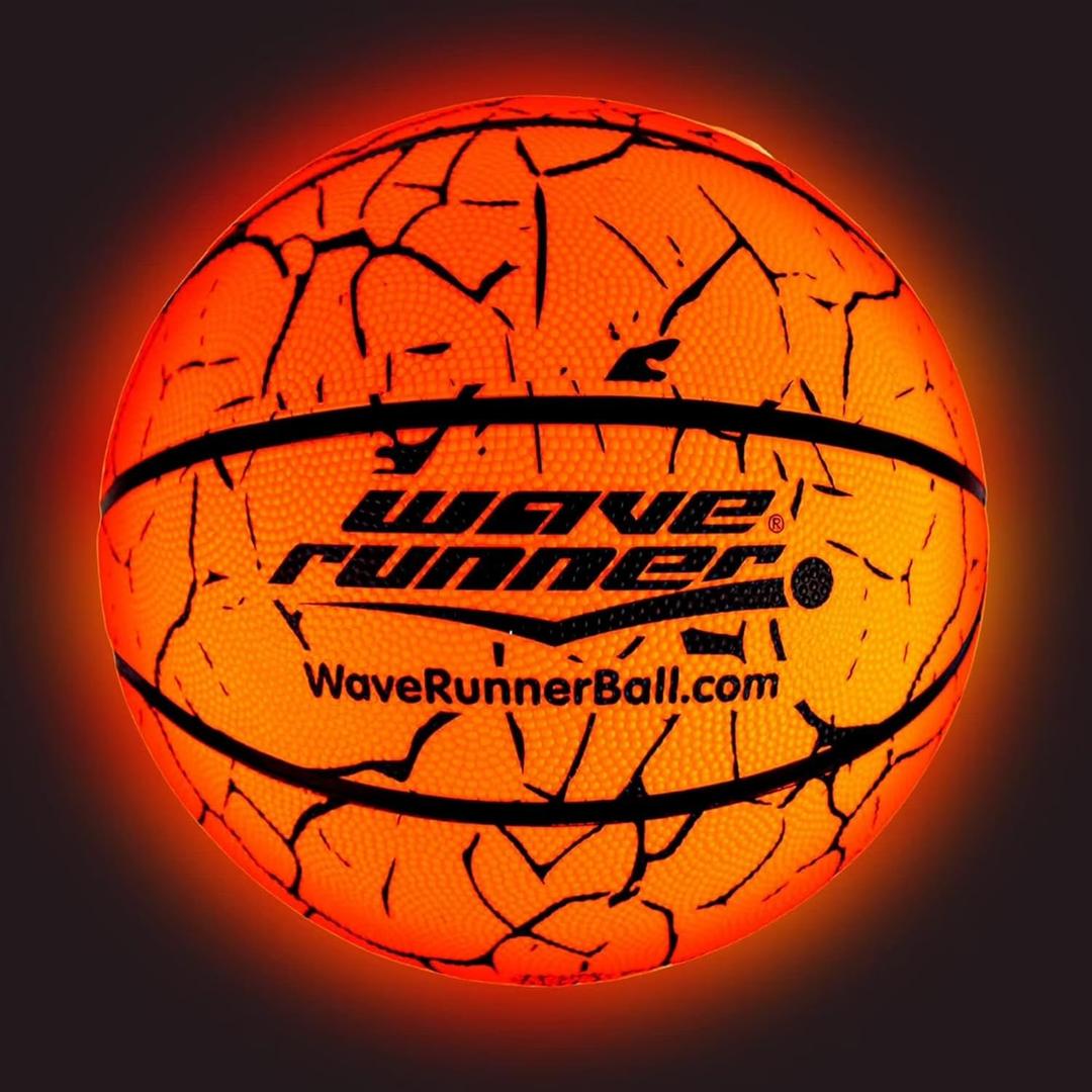 Light Up Basketball - Glow In The Dark Basketball - Teen Boys Gift Ideas For Boys 8-15+ Year Old - Led Basketball Accessories | Cool Outdoor Toys Ages 8 9 10 11 12 13 14 15 - Sports Stuff For Kids (Orange w/ Cracks)