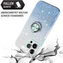 Compatible with iPhone 14 Pro Case,Magnetic Car Mount Supported Slim Thin Glitter Sparkle with 360 Ring Holder Kickstand Protective Phone Cover for iPhone 14 Pro 6.1", Gradient Blue
