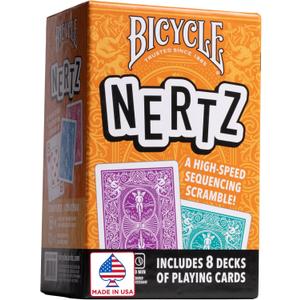 Bicycle Nertz Playing Card Game, 8 Decks of Playing Cards, Fast, Fun, Competitive Multiplayer Solitaire Game, Up to 8 Players, Jumbo Index
