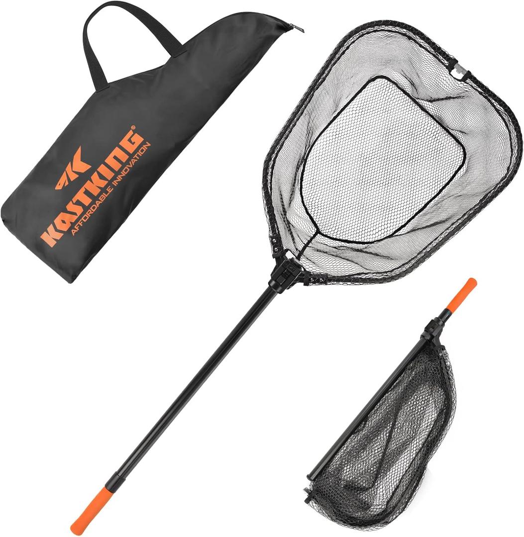 KastKing Brutus Fishing Net, Foldable Extendable Fish Landing Net, Lightweight & Portable Fishing Net with Soft EVA Foam Handle, Holds up to 44lbs/20KG, Fish-Friendly Mesh for a Safe Release, 75" Total Length