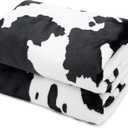 Cow Print Blanket Warm Plush Cute Black Cow Throw Blanket Soft Fleece Flannel Lightweight Throw Blankets Sofa Couch Bed Travel Cow Bedding Room Decor for Kids Teens Adults 40"x50" (40x50INCH(100 x130 cm))