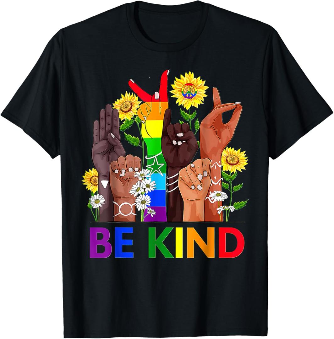 Be Kind LGBTQ Gay Les Pride Month T-Shirt, Large