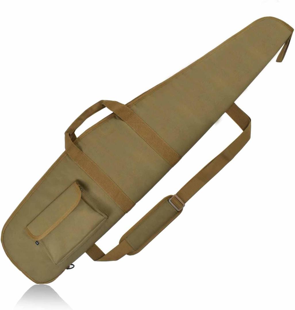 AUMTISC Soft Rifle Gun Case, 41/45/49 Inch Shotgun Carrying Bag for Scoped Rifles with Adjustable Shoulder Sling (48"-Fits Rifle Up To 45", Khaki)