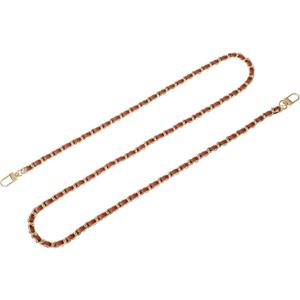 uxcell Purse Chain Strap, 47" Leather Iron Flat Chain Strap Handbag Chains Purse Straps with Buckles for Shoulder and Cross Body Bags Replacement Strap (Brown Strap + Gold Chain)