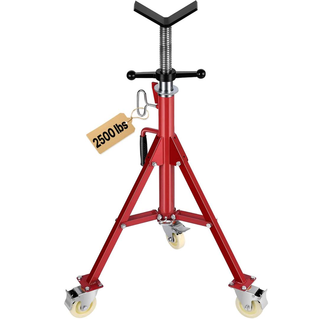 VEVOR Adjustable V-Head Pipe Stand with Casters 71–132 cm, Folding Steel Pipe Support 0.32–30.48 cm, Max Load 1134 kg