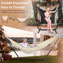 SUNCREAT 2-in-1 Convertible Portable Double Hammock with Stand Included, Outdoor Hammock and Stand, Patented, Natural Tassel