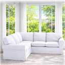Custom Slipcover Replacement Cover Only, Cotton Ektorp 2 2 Sofa Replacement Cover is Custom Made for IKEA Ektorp Corner Or Sectional Sofa Slipcover, 1 Sofa Cover + 11 Cushion Covers (Pure White)