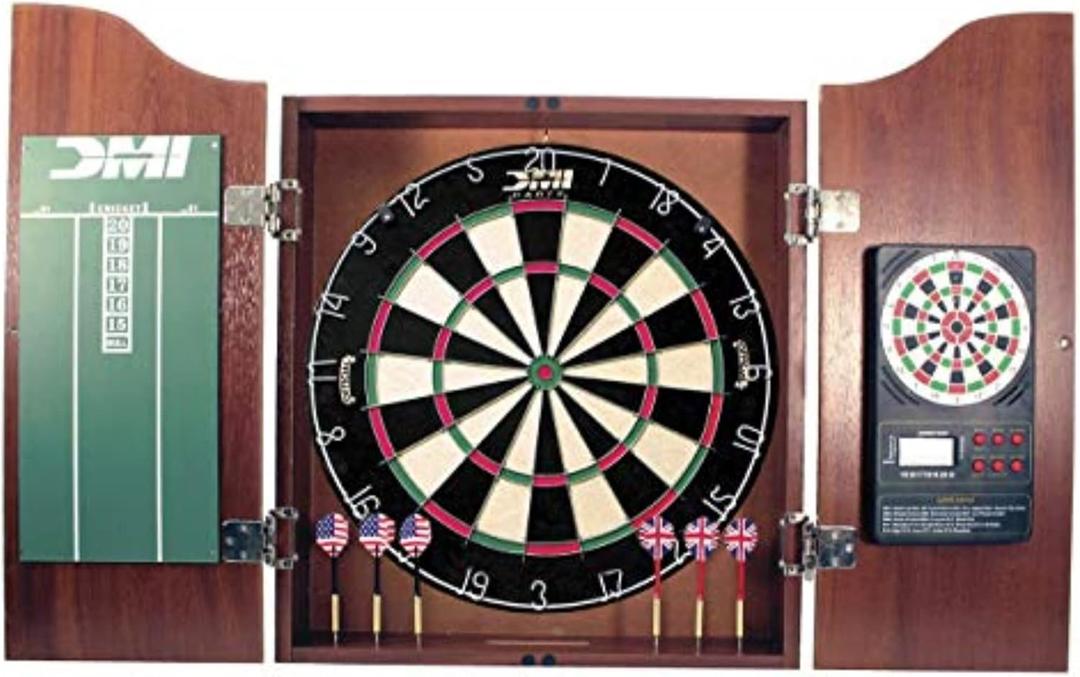DMI Sports Bristle Dartboard Cabinet Sets - Includes LED Lighting or Electronic Scoring Option