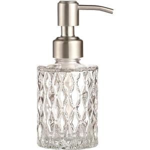 Soap Dispenser with Stainless Steel Pump, Clear Crystal Design, Vintage and Elegant, Refillable Liquid Hand Soap Dish Soap Dispensers for Bathroom Counter, Kitchen Sink (Style2)