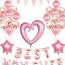 Happy Mother's Day Balloons Set, Pink Rose Gold Best Mom Ever Banner Letter Balloons Decor for Women Decorations for Party