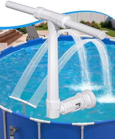 POOLHOUR 2025 Height Upgrade Pool Fountain - Dual Spray High-Pressure Adjustable Waterfall Sprinkler Cooler for Above-Ground & Inground, 360° Cooling Jet & Relaxation Features, White, Pack 2