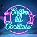JURONG Coffee Till Cocktail Neon Signs for Wall Decor, Dimmable LED Neon Light USB Powered Light Up Signs for Home, Party, Gift, Office, Bedroom, Bar Decor