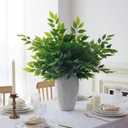 mizii 12pcs Artificial Greenery Stems Silk Green Leaves Fake 23in Ficus Garland Spray Plants Faux Greenery Decoration for Centerpieces Wedding Arch Flower Bouquet Table Home Decor (12)